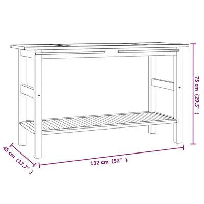 vidaXL Armoire de salle de bain et lavabos en marbre crème Teck massif