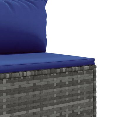 vidaXL Salon de jardin avec coussins 10 pcs gris résine tressée