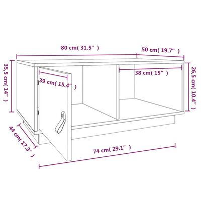 vidaXL Table basse 80x50x35,5 cm Bois massif de pin