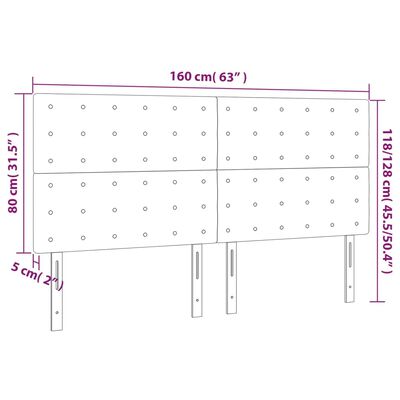 vidaXL Têtes de lit 4 pcs Gris clair 80x5x78/88 cm Tissu