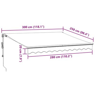 vidaXL Auvent rétractable automatique avec LED bordeaux 300x250 cm