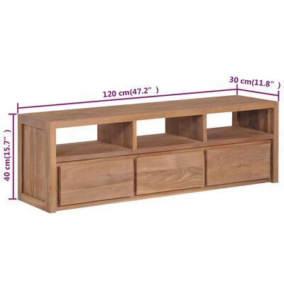 vidaXL Meuble TV Bois massif de teck et finition naturelle 120x30x40cm