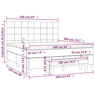 vidaXL Sommier à lattes de lit avec matelas Rose 160x200 cm Velours