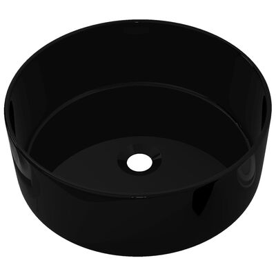 vidaXL Lavabo rond Céramique Noir 40 x 15 cm