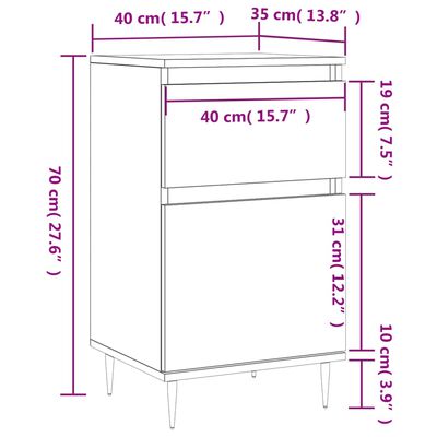 vidaXL Buffet chêne fumé 40x35x70 cm bois d'ingénierie