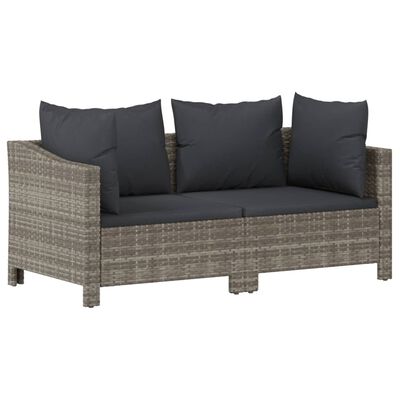 vidaXL Salon de jardin 7 pcs avec coussins Gris Résine tressée