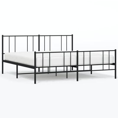 vidaXL Cadre de lit métal sans matelas avec pied de lit noir 193x203cm