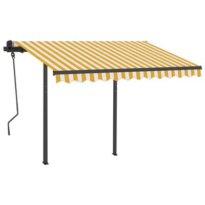 vidaXL Auvent rétractable automatique et poteaux 3x2,5m Jaune et blanc