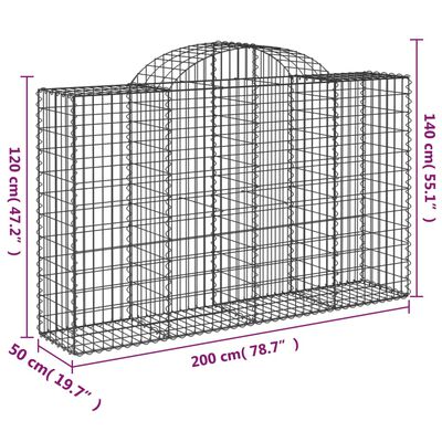 vidaXL Paniers à gabions arqués 2 pcs 200x50x120/140 cm Fer galvanisé