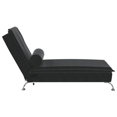 vidaXL Chaise longue de massage avec traversin noir velours