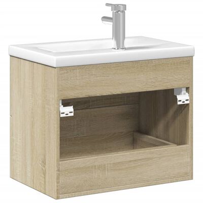 vidaXL Armoire lavabo de salle de bain et bassin intégré chêne sonoma