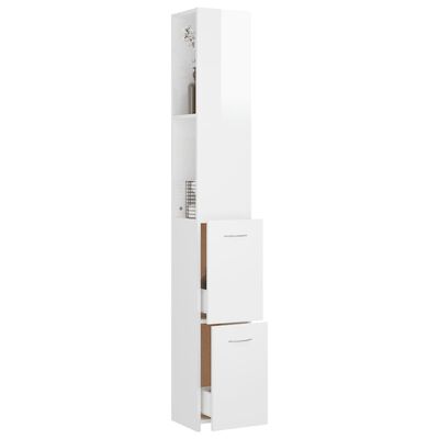 vidaXL Armoire de bain blanc brillant 25x26,5x170 cm bois d'ingénierie