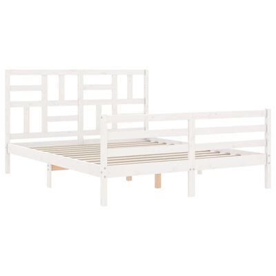 vidaXL Cadre de lit sans matelas blanc bois de pin massif