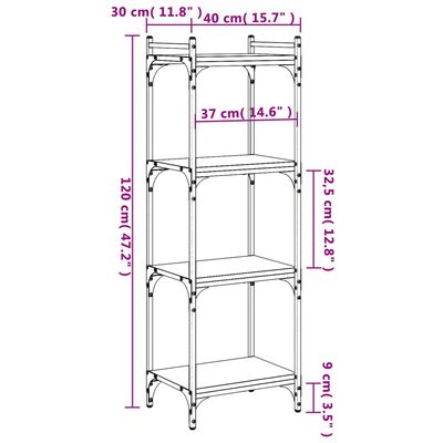 vidaXL Bibliothèque 4 niveaux chêne marron 40x30x120cm bois ingénierie