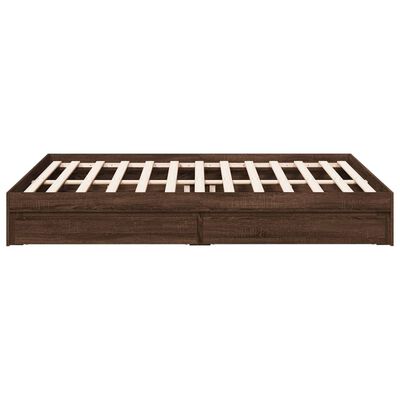 vidaXL Cadre de lit et tiroirs chêne marron 150x200 cm bois ingénierie