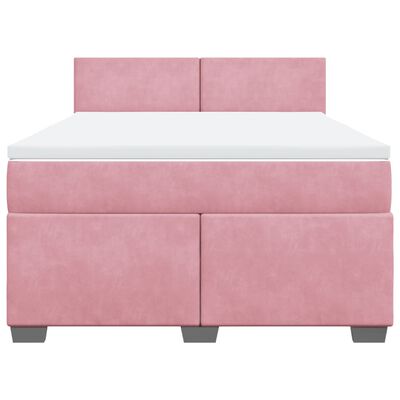 vidaXL Sommier à lattes de lit avec matelas Rose 140x200 cm Velours