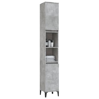 vidaXL Armoire de salle de bain gris béton 30x30x190 cm