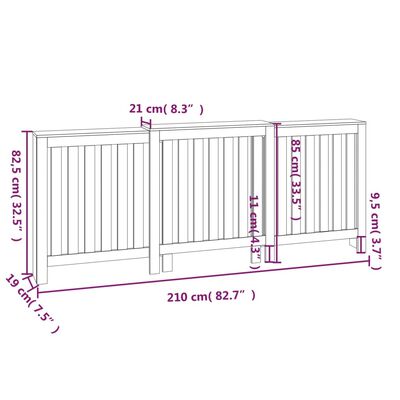 vidaXL Cache-radiateur Marron miel 210x21x85 cm Bois massif de pin