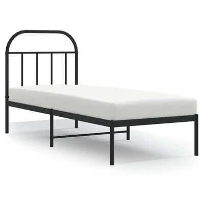 vidaXL Cadre de lit métal sans matelas avec tête de lit noir 75x190 cm