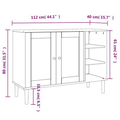 vidaXL Buffet SENJA aspect rotin noir 112x40x80cm bois massif de pin