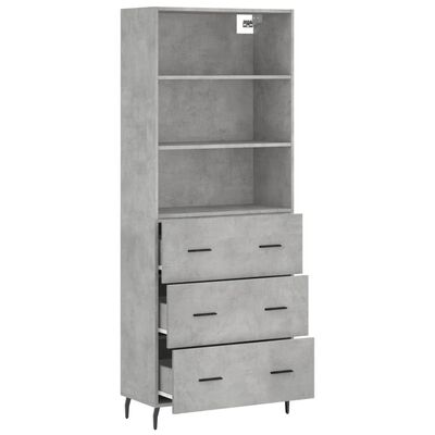 vidaXL Buffet haut Gris béton 69,5x34x180 cm Bois d'ingénierie