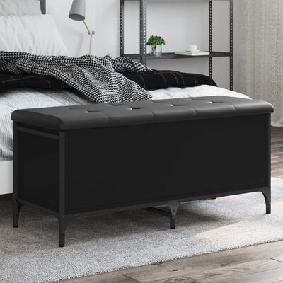 vidaXL Banc de rangement noir 102x42x45 cm bois d'ingénierie