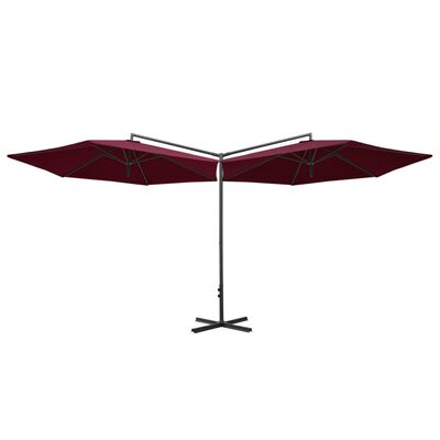 vidaXL Parasol de jardin double et mât en acier Rouge bordeaux 600 cm