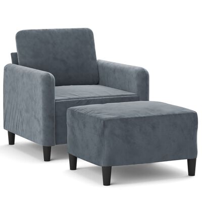 vidaXL Fauteuil avec repose-pied Gris foncé 60 cm Velours