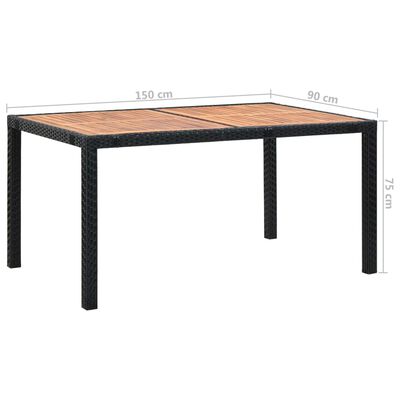 vidaXL Mobilier à dîner d'extérieur 7pcs Résine tressée et acacia Noir