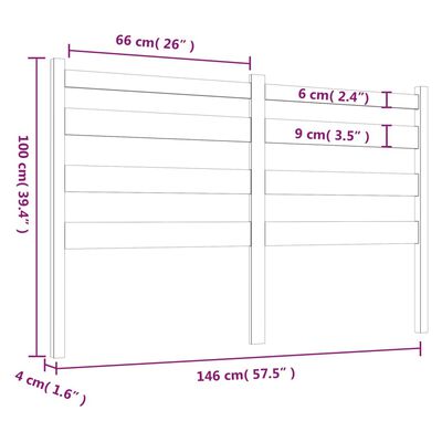 vidaXL Tête de lit 146x4x100 cm Bois massif de pin