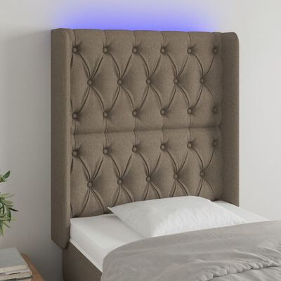 vidaXL Tête de lit à LED Taupe 83x16x118/128 cm Tissu