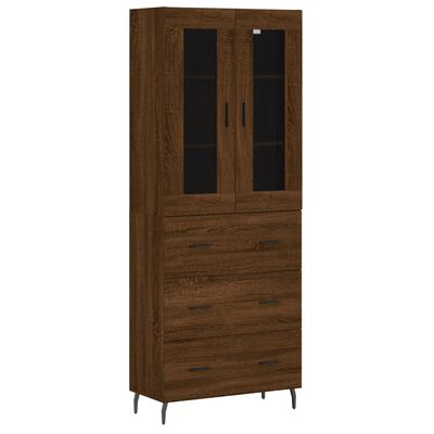 vidaXL Buffet haut Chêne marron 69,5x34x180 cm Bois d'ingénierie