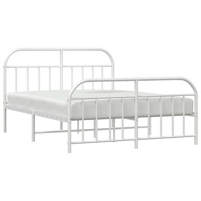 vidaXL Cadre de lit métal sans matelas et pied de lit blanc 140x200 cm