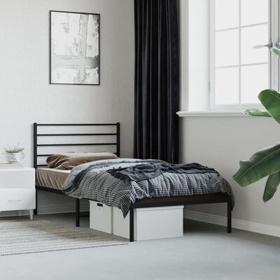 vidaXL Cadre de lit métal sans matelas avec tête de lit noir 80x200 cm