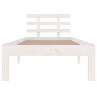 vidaXL Cadre de lit Blanc Bois massif 75x190 cm Petit simple