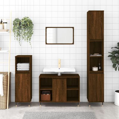 vidaXL Armoire salle de bain chêne marron 80x33x60cm bois d'ingénierie