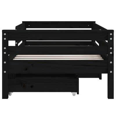 vidaXL Cadre de lit enfant avec tiroirs noir 70x140 cm bois pin massif