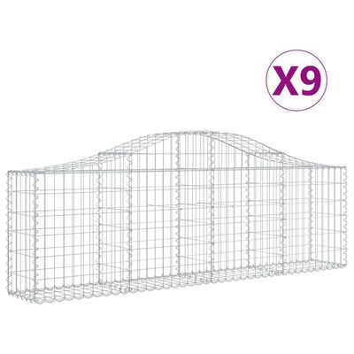 vidaXL Paniers à gabions arqués 9 pcs 200x30x60/80 cm Fer galvanisé