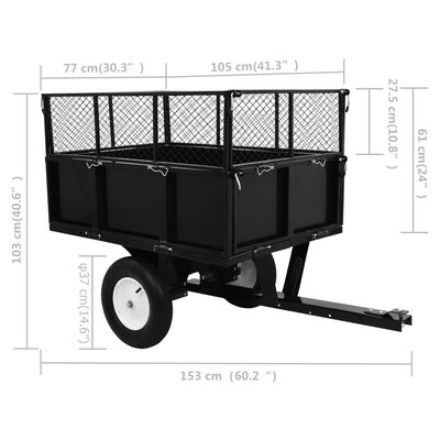 vidaXL Remorque basculante pour tondeuse de pelouse Charge de 300 kg