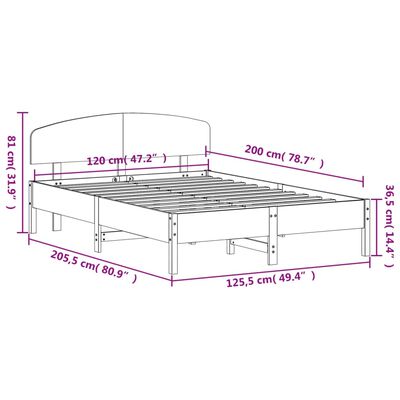 vidaXL Cadre de lit sans matelas blanc 120x200 cm bois de pin massif