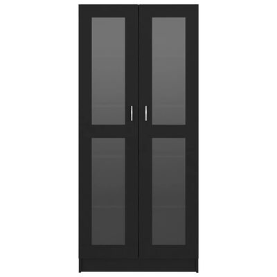 vidaXL Armoire à vitrine Noir 82,5x30,5x185,5 cm Bois d’ingénierie