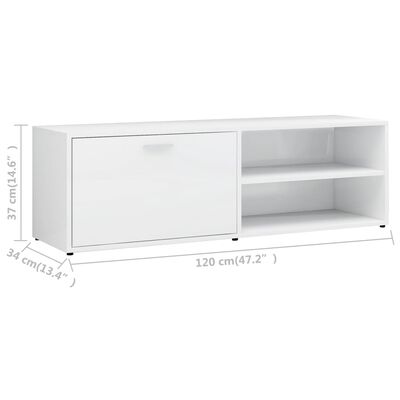 vidaXL Meuble TV Blanc brillant 120x34x37 cm Bois d’ingénierie