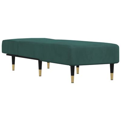 vidaXL Chaise longue vert foncé velours