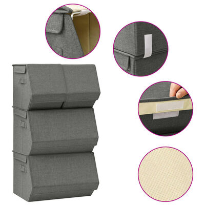 vidaXL Boîtes de rangement empilables 4 pcs Tissu Anthracite