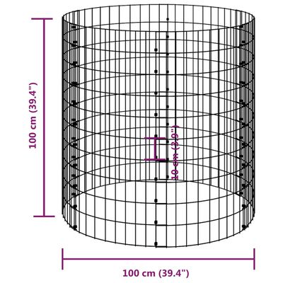 vidaXL Poteau à gabion circulaire Acier galvanisé Ø100x100 cm