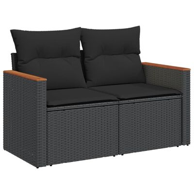 vidaXL Salon de jardin avec coussins 13 pcs noir résine tressée