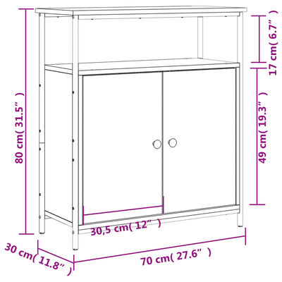 vidaXL Buffet noir 70x30x80 cm bois d'ingénierie