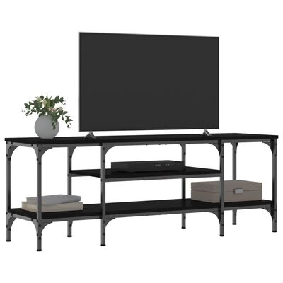 vidaXL Meuble TV noir 121x35x45 cm bois d'ingénierie et fer