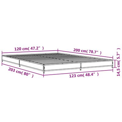 vidaXL Cadre de lit chêne sonoma 120x200 cm bois d'ingénierie et métal