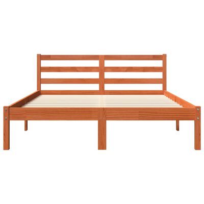 vidaXL Cadre de lit sans matelas cire marron 135x190cm bois pin massif